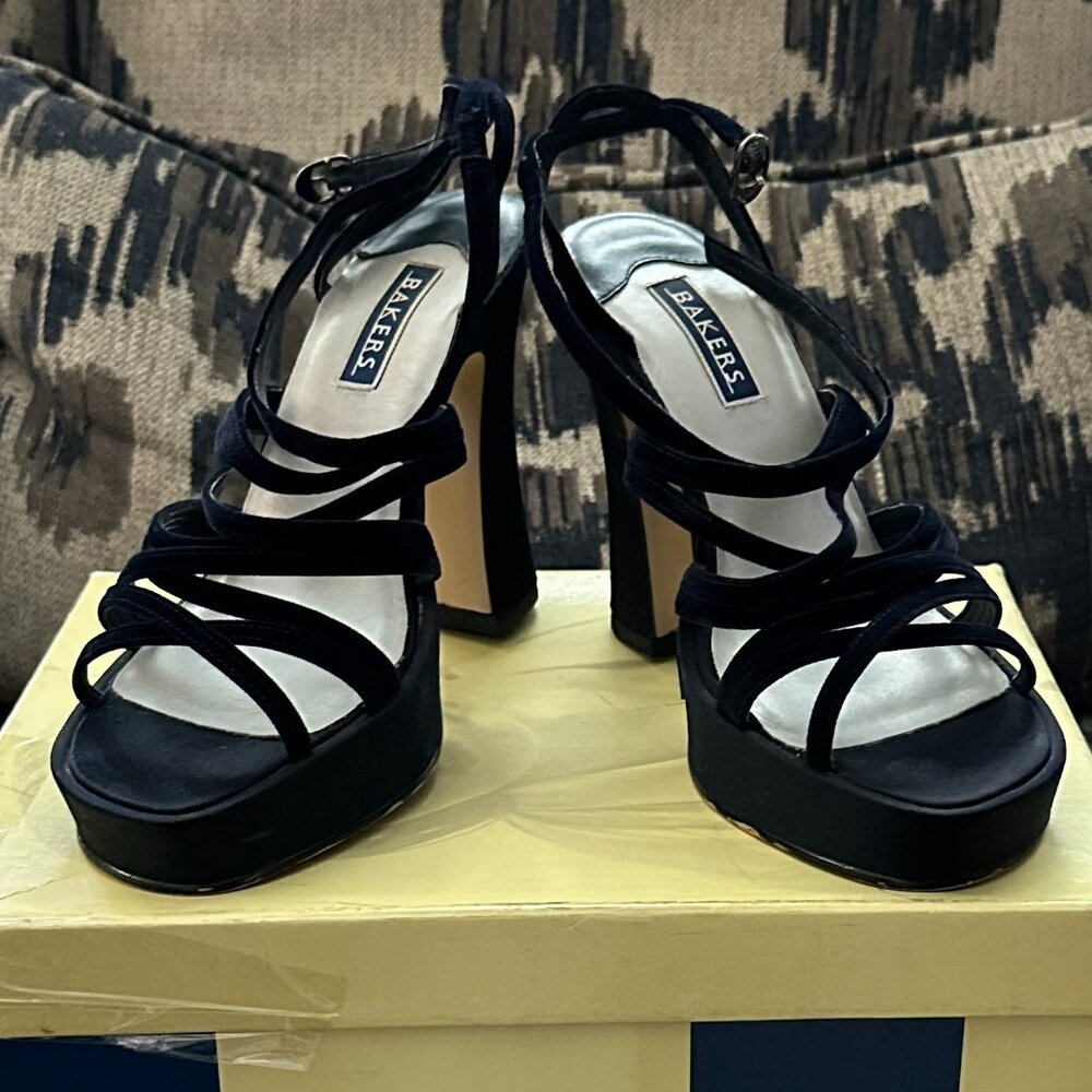 Navy Blue Chunky Dress Heels